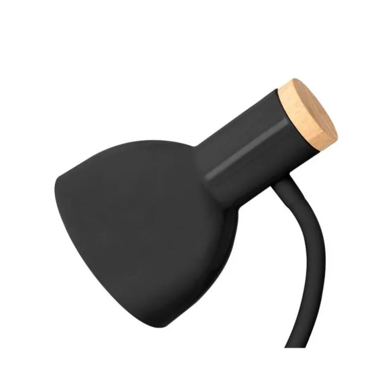 LAMPARA DE ESCRITORIO Q-CONNECT ORION METALICA CON DETALLES DE MADERA BRAZO FLEXIBLE COLOR NEGRO