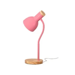 LAMPARA DE ESCRITORIO Q-CONNECT ORION METALICA CON DETALLES DE MADERA BRAZO FLEXIBLE COLOR ROSA
