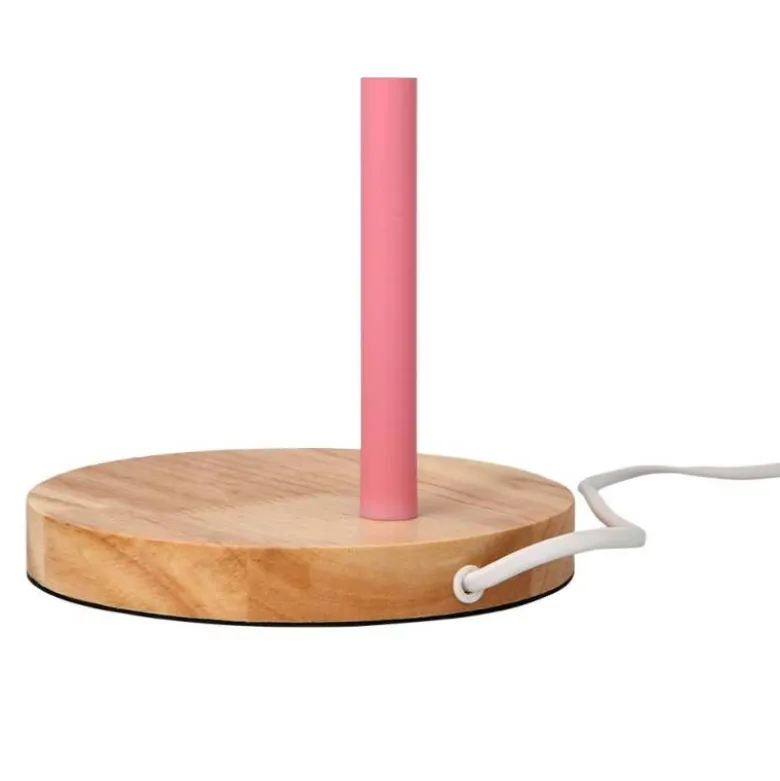 LAMPARA DE ESCRITORIO Q-CONNECT ORION METALICA CON DETALLES DE MADERA BRAZO FLEXIBLE COLOR ROSA