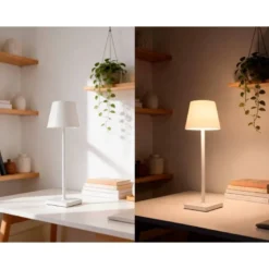 LAMPARA DE ESCRITORIO Q-CONNECT NOVA LED 2W 200 LM METALICA TACTIL RECARGABLE USB-C COLOR BLANCO