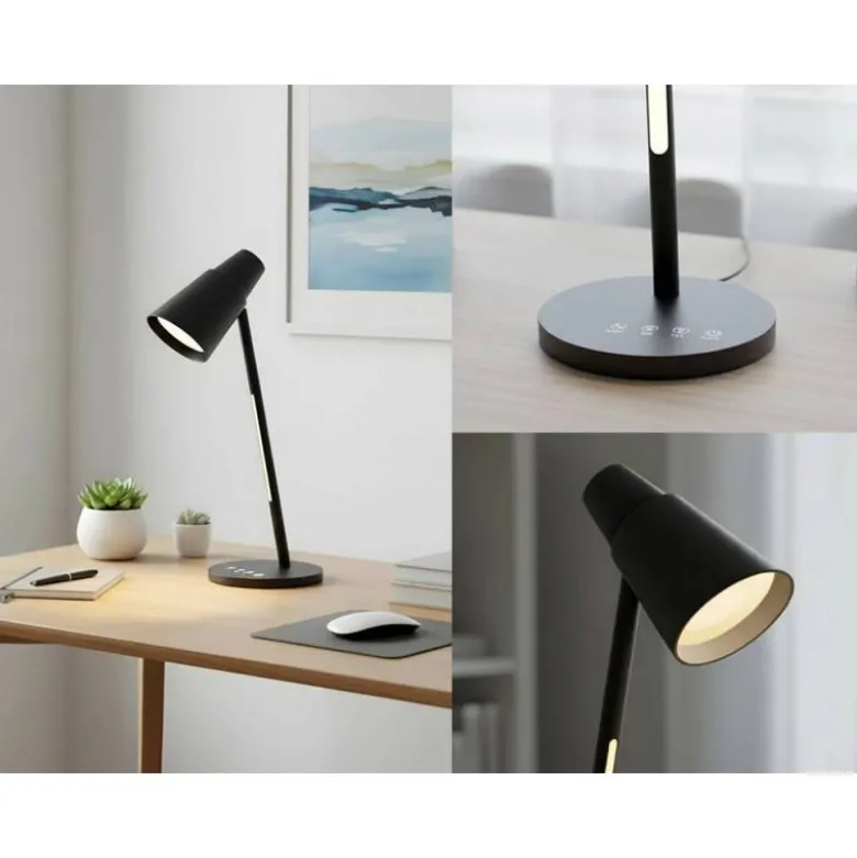 LAMPARA DE OFICINA Q-CONNECT SOBREMESA ABS TACTIL 6W 32 LED 150LM COLOR NEGRO
