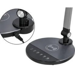 LAMPARA DE OFICINA Q-CONNECT SOBREMESA PROFESIONAL ALUMINIO 9W 120 LED CARGADOR MOVIL COLOR NEGRO