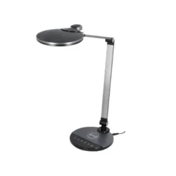 LAMPARA DE OFICINA Q-CONNECT SOBREMESA PROFESIONAL ALUMINIO 9W 120 LED CARGADOR MOVIL COLOR NEGRO