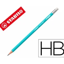LAPICES DE GRAFITO CON GOMA STABILO SWANO MINA 2,2 MM DUREZA HB AZUL PASTEL