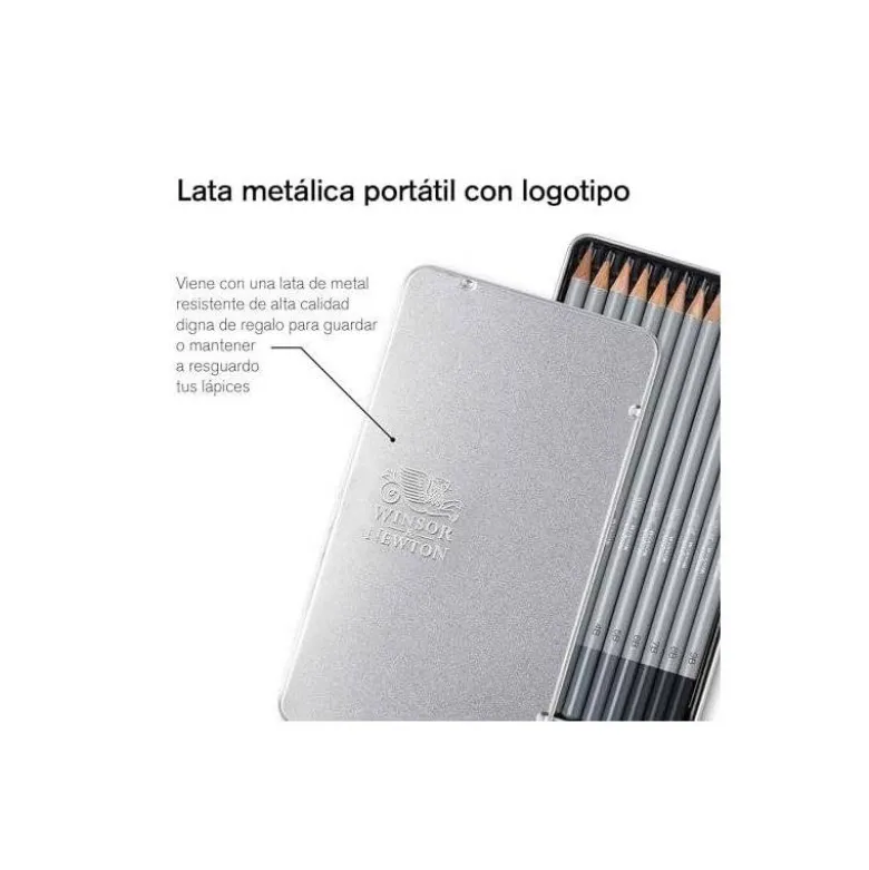 LAPICES DE GRAFITO WINSOR&NEWTON STUDIO COLECCION CAJA METALICA CON 12 UNIDADES GRADUACIONES