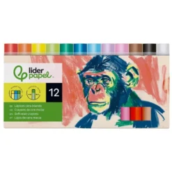 LAPICES CERA BLANDA LIDERPAPEL REDONDA CAJA DE 12 UNIDADES COLORES SURTIDOS