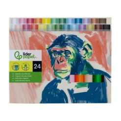 LAPICES CERA BLANDA LIDERPAPEL REDONDA CAJA DE 24 UNIDADES COLORES SURTIDOS