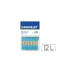 Lapices cera blanda Manley caja 12 unidades azul celeste