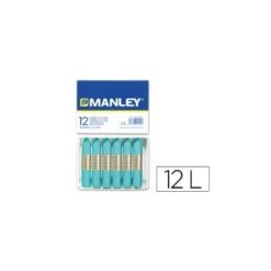 Lapices cera blanda Manley caja 12 unidades azul turquesa
