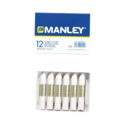 Lapices cera blanda Manley caja 12 unidades blanco