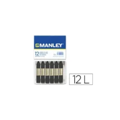 Lapices cera blanda Manley caja 12 unidades negro