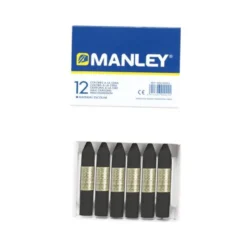 Lapices cera blanda Manley caja 12 unidades negro