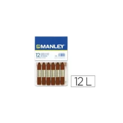 Lapices cera blanda Manley caja 12 unidades pardo
