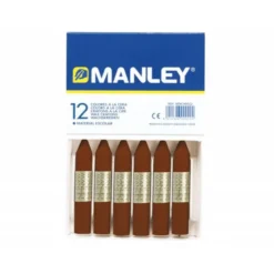 Lapices cera blanda Manley caja 12 unidades pardo