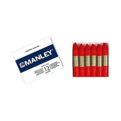 Lapices cera blanda Manley caja 12 unidades rojo escarlata