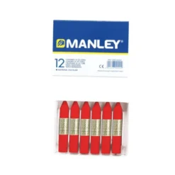 Lapices cera blanda Manley caja 12 unidades rojo escarlata