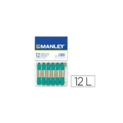 Lapices cera blanda Manley caja 12 unidades verde azulado