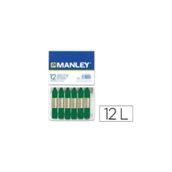 Lapices cera blanda Manley caja 12 unidades verde esmeralda
