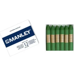 Lapices cera blanda Manley caja 12 unidades verde natural