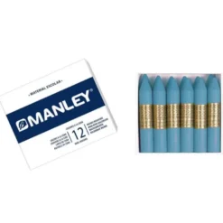 Lapices cera blanda Manley caja 12 unidades celeste claro