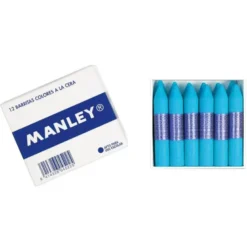 Lapices cera blanda Manley caja 12 unidades celeste claro