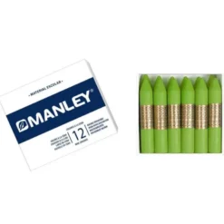 Lapices cera blanda Manley caja 12 unidades verde amarillo claro