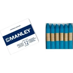 Lapices cera blanda Manley caja 12 unidades azul cobalto