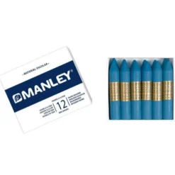 Lapices cera blanda Manley caja 12 unidades azul cobalto