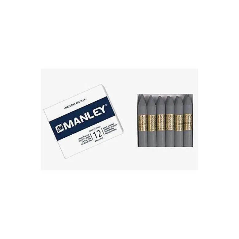 Lapices cera blanda Manley caja 12 unidades gris