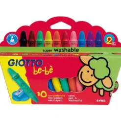 Lapices cera Giotto be-be caja de 10 unidades colores surtidos y sacapuntas