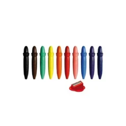 Lapices cera Giotto be-be caja de 10 unidades colores surtidos y sacapuntas