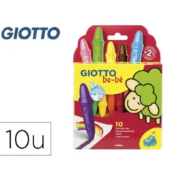 Lapices cera Giotto be-be caja de 10 unidades colores surtidos y sacapuntas