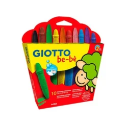 Lapices cera Giotto be-be caja de 10 unidades colores surtidos y sacapuntas
