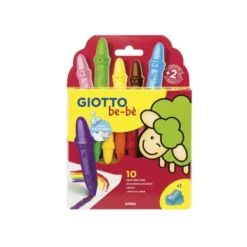 Lapices cera Giotto be-be caja de 10 unidades colores surtidos y sacapuntas