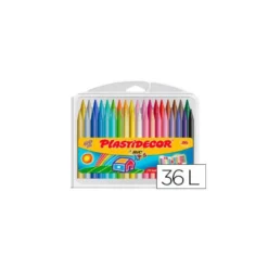 Lapices cera Plastidecor caja de 36 unidades colores surtidos