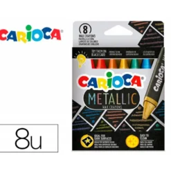 LAPICES DE CERA CARIOCA METALLIC TRIANGULAR CAJA DE 8 COLORES SURTIDOS
