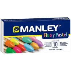 Lapices de Cera Manley Colores Surtidos fluor y pastel Caja de 10 colores