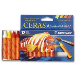 Lapices de cera masats acuarelable caja 12 unidades colores surtidos