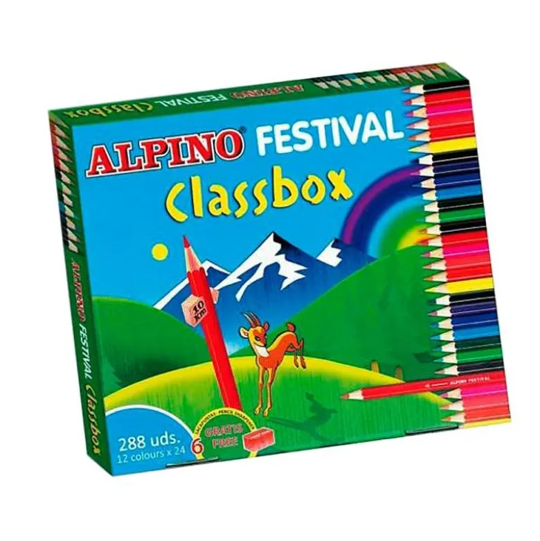 Lapices de colores alpino festival classbox caja 288 unidades 12 colores + sacapuntas