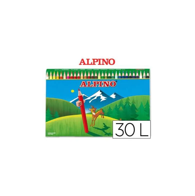 Lapices de Colores Alpino Hexagonales Caja 30 lapices largos