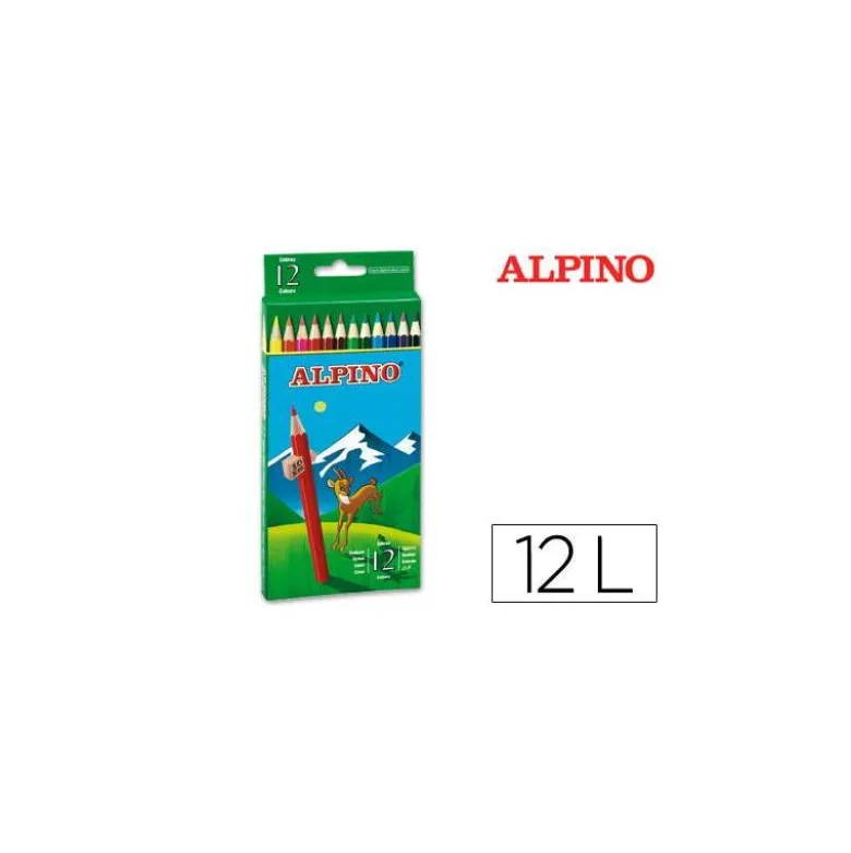 Lapices de Colores Alpino Hexagonales Caja 12 lapices largos