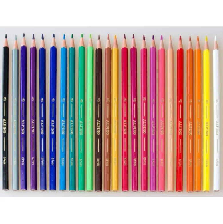 Lapices de Colores Alpino Hexagonales Caja 24 lapices largos