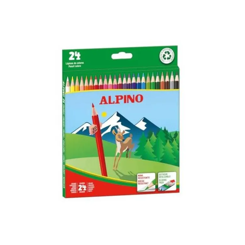 Lapices de Colores Alpino Hexagonales Caja 24 lapices largos