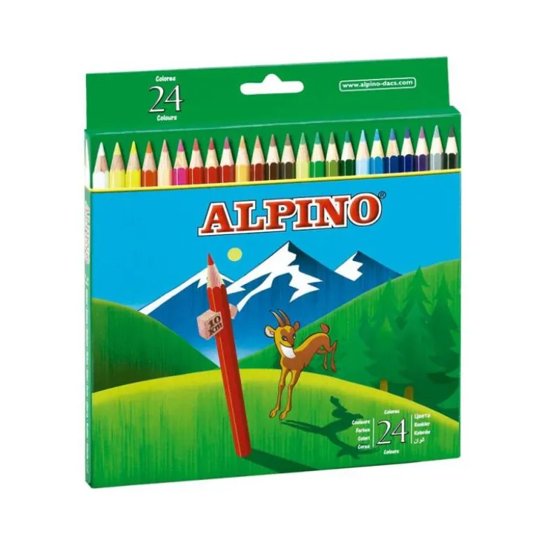 Lapices de Colores Alpino Hexagonales Caja 24 lapices largos