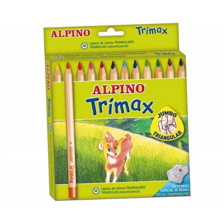 Lapices de Colores Alpino triangulares caja 12 unidades con mina gruesa