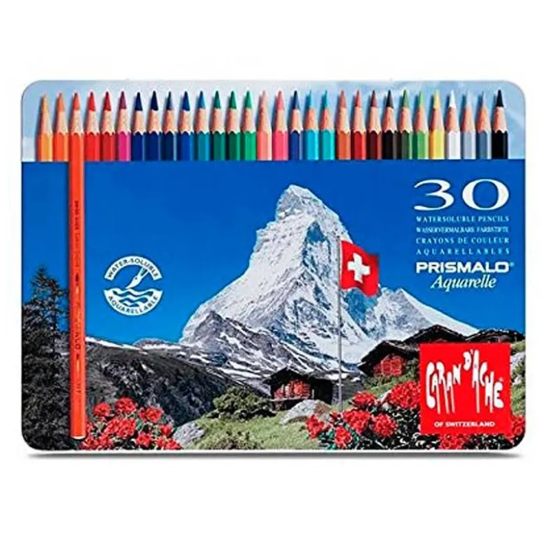 LAPICES DE COLORES CARAN D'ACHE ACUARELABLES CAJA METALICA DE 30 COLORES SURTIDOS