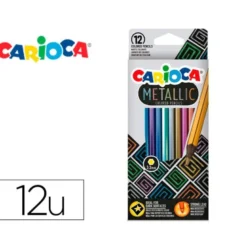 LAPICES DE COLORES CARIOCA METALLIC HEXAGONAL MINA 3,3 MM CAJA DE 12 COLORES SURTIDOS