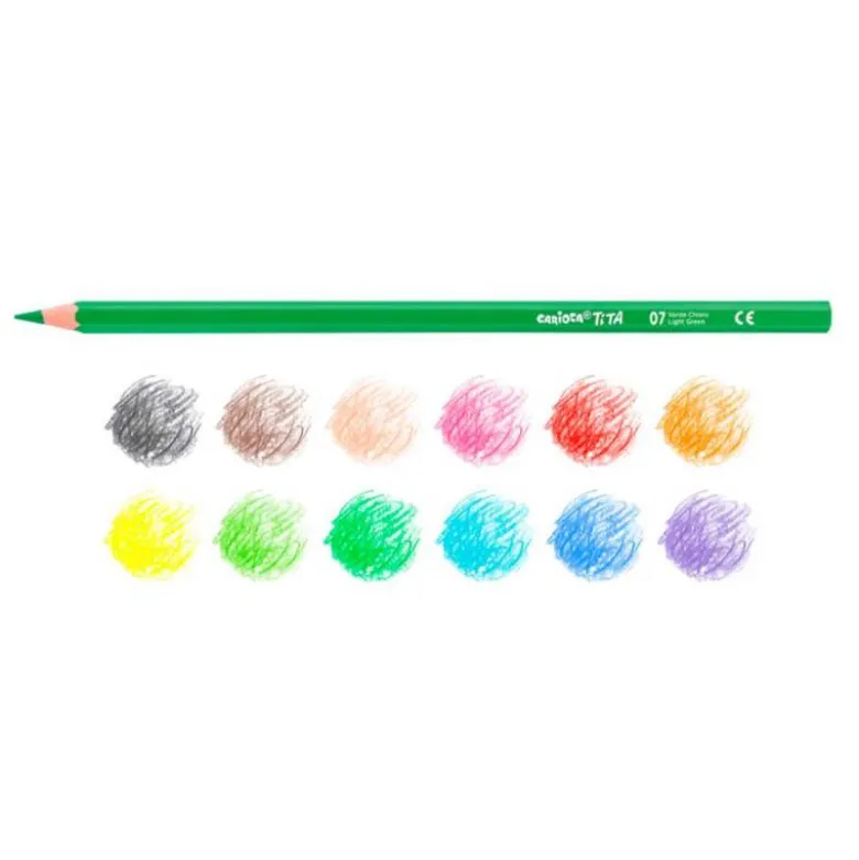 LAPICES DE COLORES CARIOCA TITA MINA 3 MM TUBO METAL 12 COLORES SURTIDOS + SACAPUNTAS