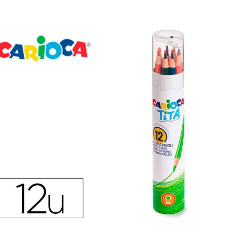 LAPICES DE COLORES CARIOCA TITA MINA 3 MM TUBO METAL 12 COLORES SURTIDOS + SACAPUNTAS