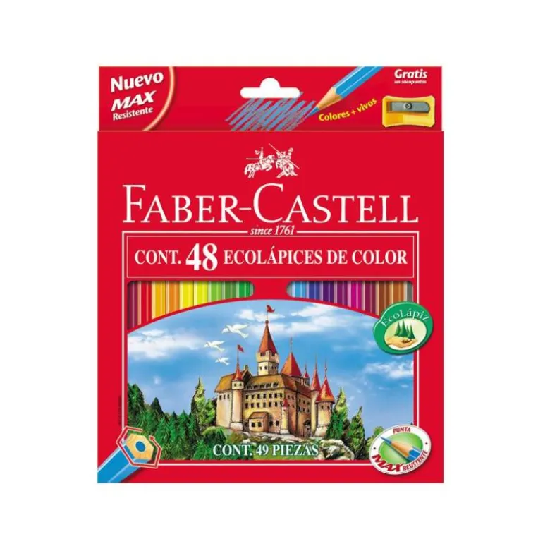 Lapices de colores Faber-Castell hexagonal caja 48 unidades + sacapuntas